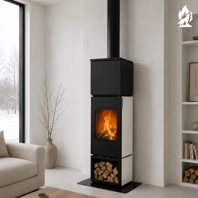 Wood-burning stove Nobis 8/10 Flat 300 steel white