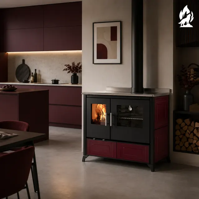 Wood-burning cooker Nobis Lina 90 Maiolica bordo