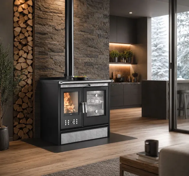 Wood-burning cooker Klover Star 90 Plus gres grey