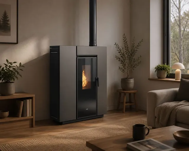 Kominek na pellet Klover Klin 80 Air stal brązowa