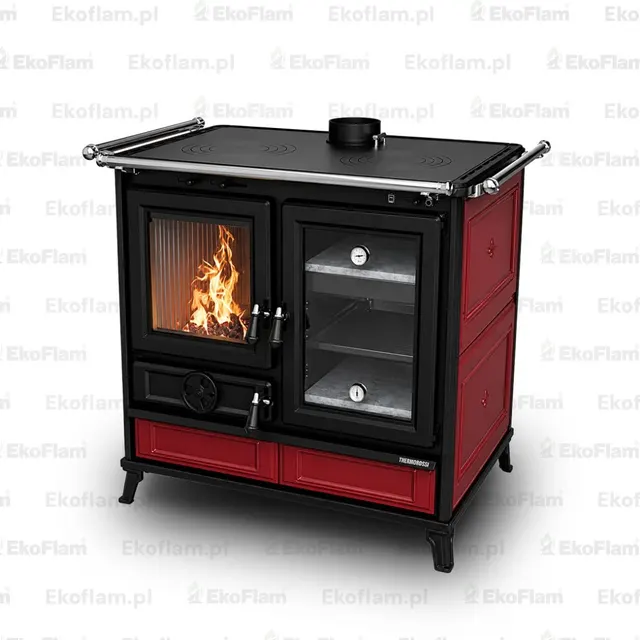Wood-burning cooker Thermorossi Margherita Maiolica bordow