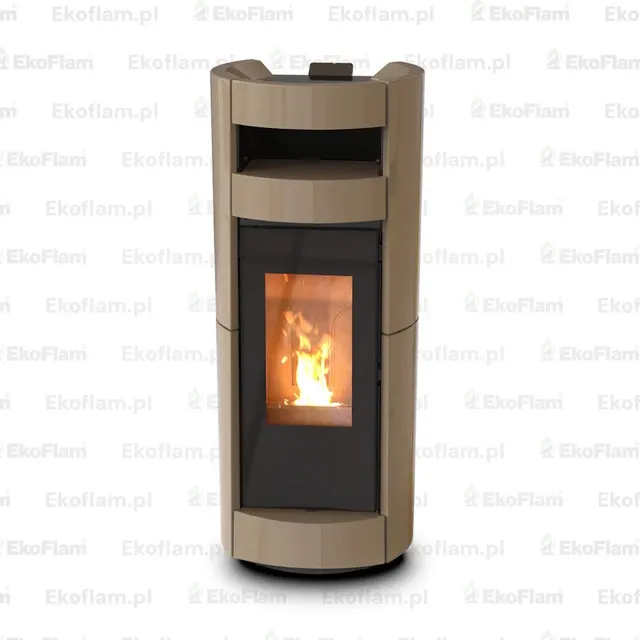 Kominek na pellet Thermorossi Chic Supreme w ceramice orzechowej
