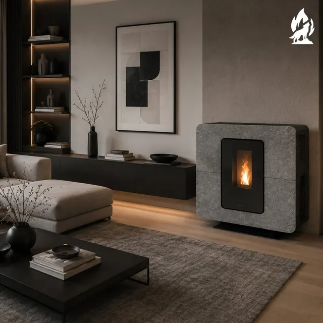 Pellet stove Thermorossi SlimQuadro Idra gres grey