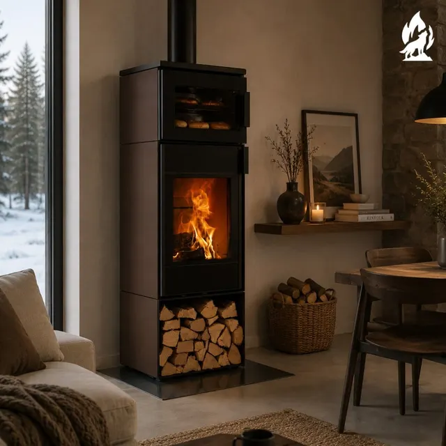Wood-burning stove Nobis 8/10 Flat 330 steel bronze