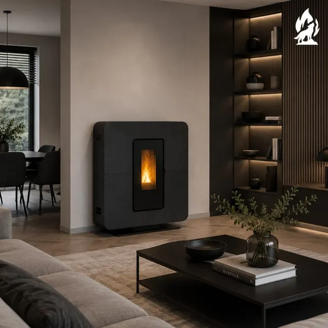 Pellet stove Thermorossi SlimQuadro Idra gres black