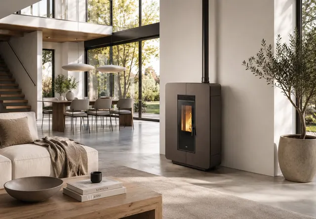 Kominek na pellet Klover Astra Air stal brązowa