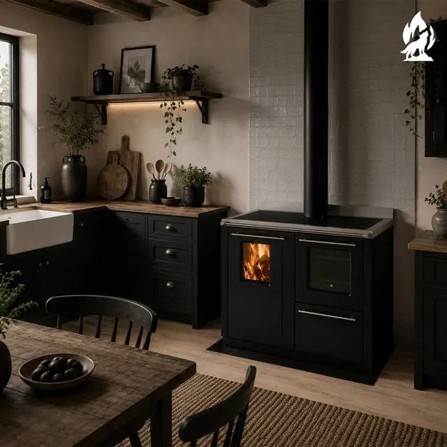 Wood-burning cooker Thermorossi Bosky F30 Square steel black
