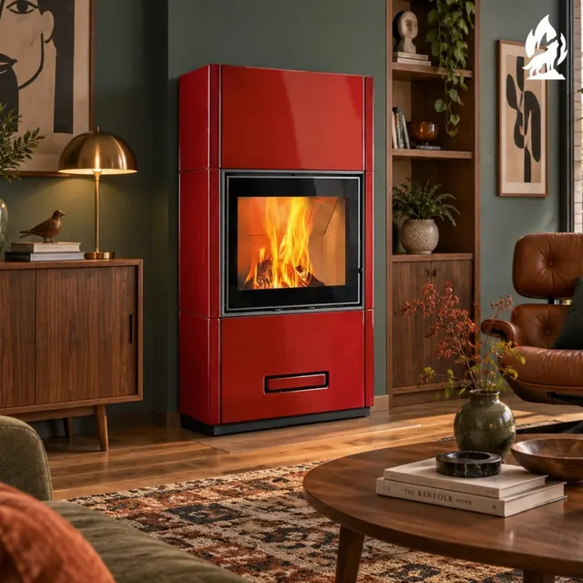 Kominek na drewno Piazzetta Berna Wood MC 65/60 ceramika bordowa