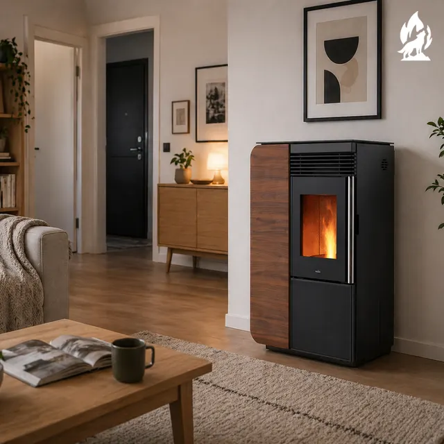 Pellet stove Nobis A10 Light Style C wood walnut