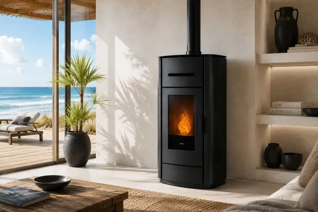 Kominek na pellet Klover Kros 80 Air stal czarna