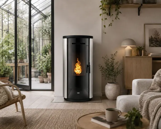 Kominek na pellet Klover Krono 80 Air w kolorze kości słoniowej