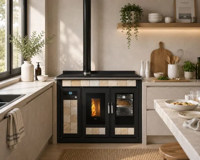 Kuchnia na pellet Klover Smart 120 Plus ceramika marmur saxum