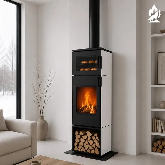Wood-burning stove Nobis 8/10 Flat 300 steel white
