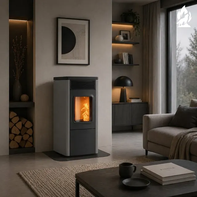 Pellet stove Nobis 6/9 N70 V steel grey