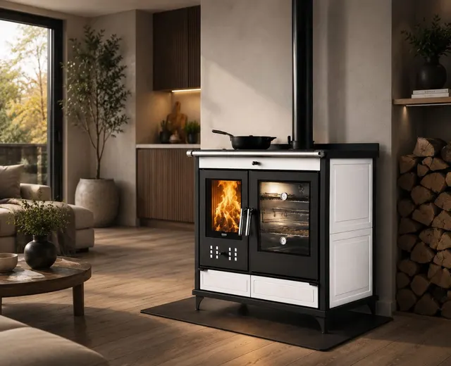 Wood-burning cooker Klover Star 90 Maiolica avorio
