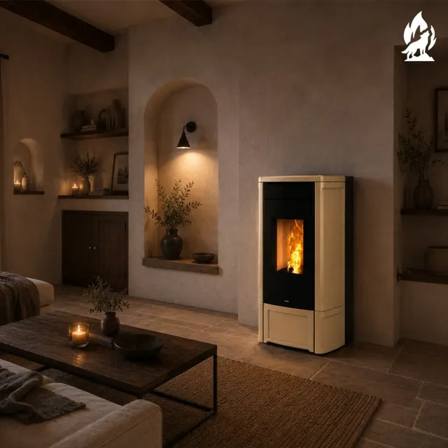 Kominek na pellet Nobis H14/17 Shape w ceramice orzechowej