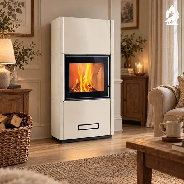 Kominek na drewno Piazzetta Davos Wood MC 65/60 ceramika biała