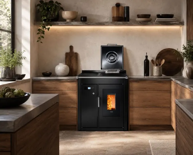 Kuchnia na pellet Klover Smart 80 BT stal czarny