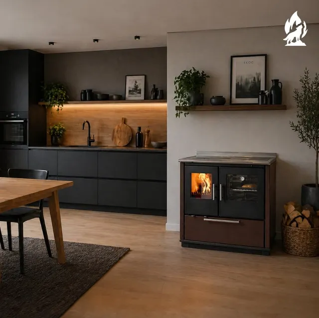Wood-burning cooker Nobis Ogla 80 steel bronze