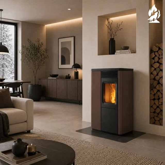 Pellet stove Nobis 6/9 N70 Slim V steel bronze