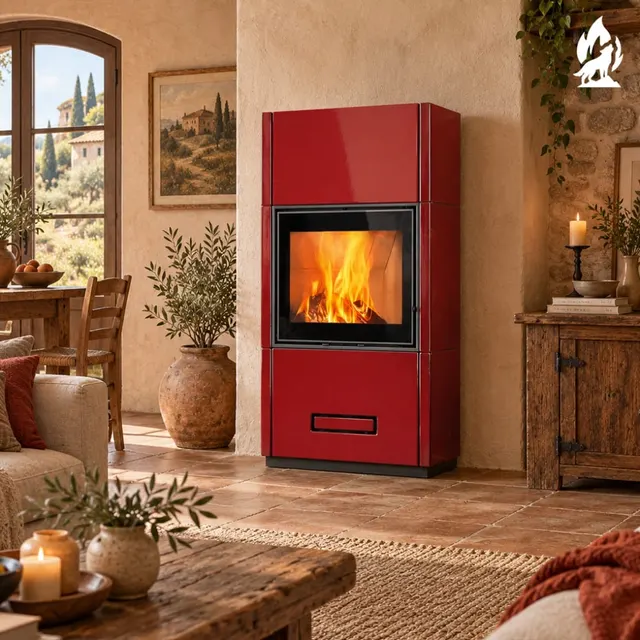 Kominek na drewno Piazzetta Berna Wood MC 65/60 ceramika bordowa