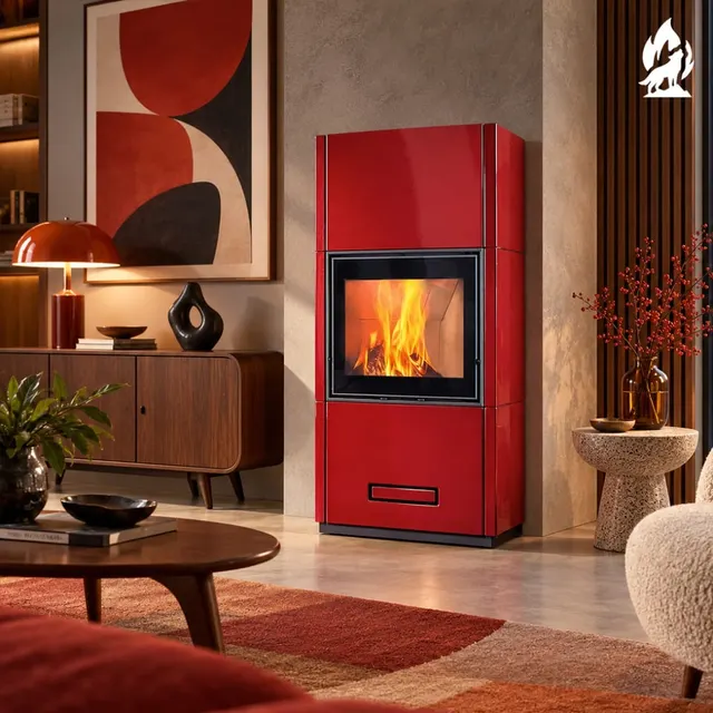 Kominek na drewno Piazzetta Davos Wood MC 65/60 ceramika bordowa