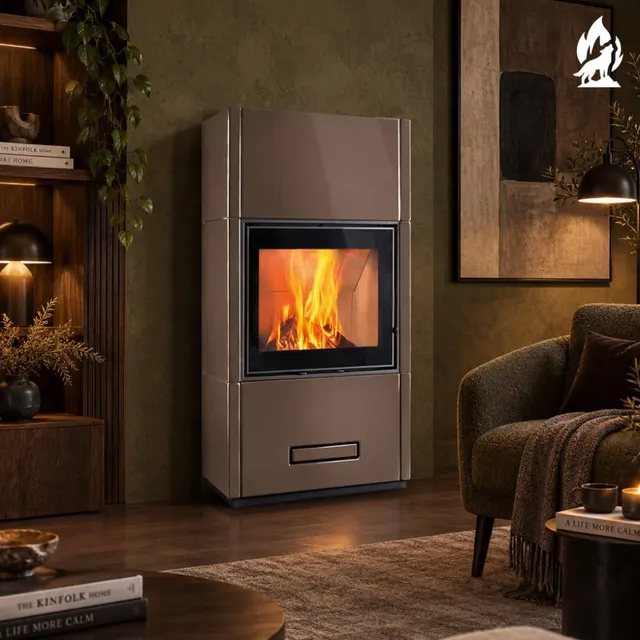 Kominek na drewno Piazzetta Berna Wood MC 65/60 ceramika brązowa