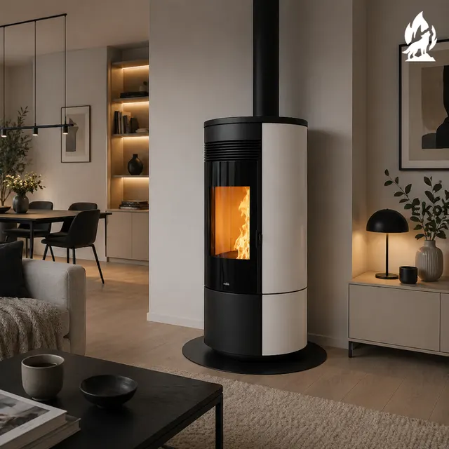 Pellet stove Nobis A11/13 Round Top/C V steel white