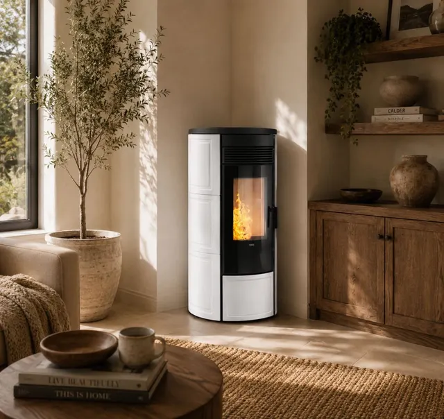 Pellet stove Klover Omega 120 Plus Multi-Air Maiolica avorio