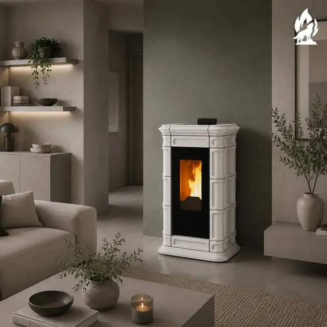 Pellet stove Thermorossi Saint Moritz Supreme Natural Plus Maiolica white