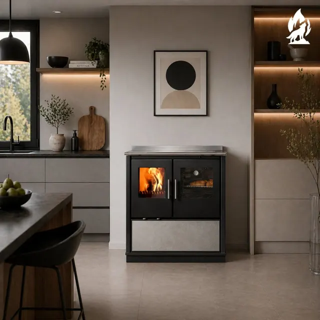 Wood-burning cooker Nobis Olga 90 gres grey