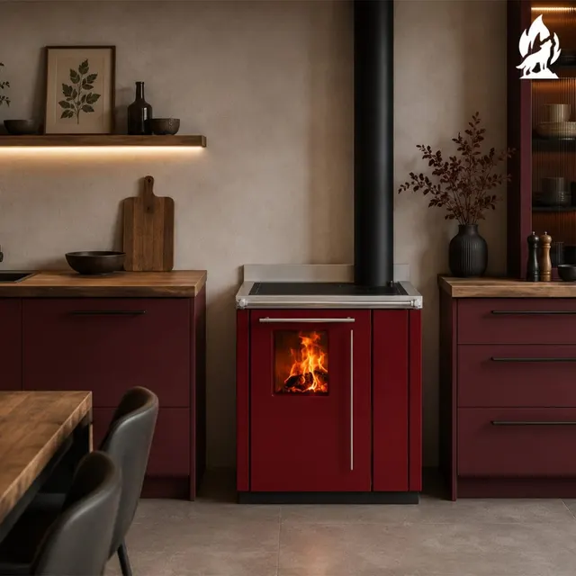 Wood-burning cooker Thermorossi Bosky 30 Square steel bordo
