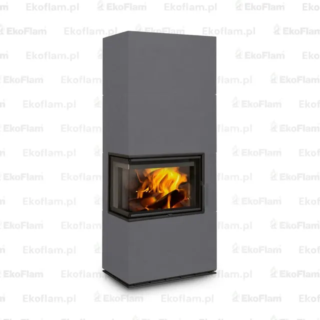 Kominek na drewno Romotop Solid L Top w kolorze platynowym