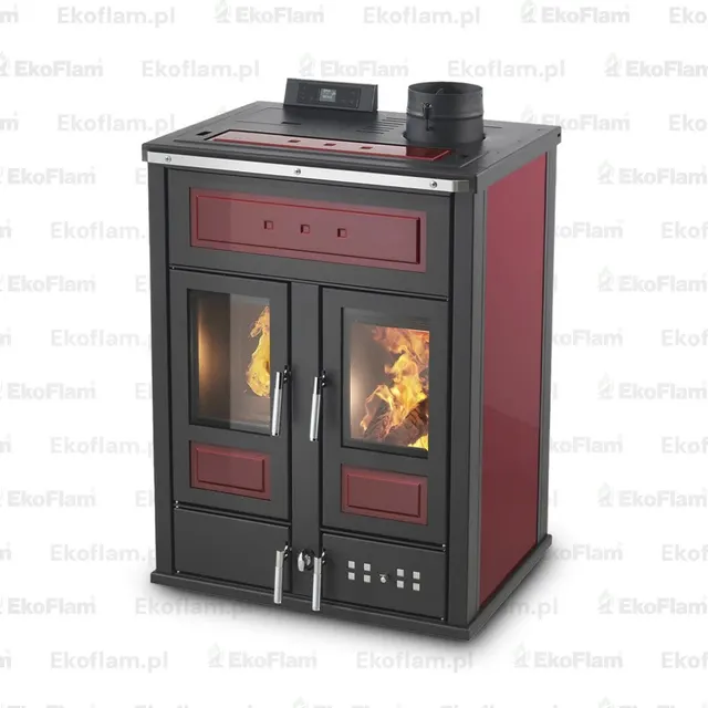 Kominek hybrydowy Klover Bi-Fire Mid stal bordowa