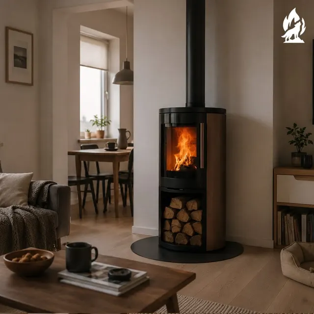 Wood-burning stove Nobis Round 880 steel bronze