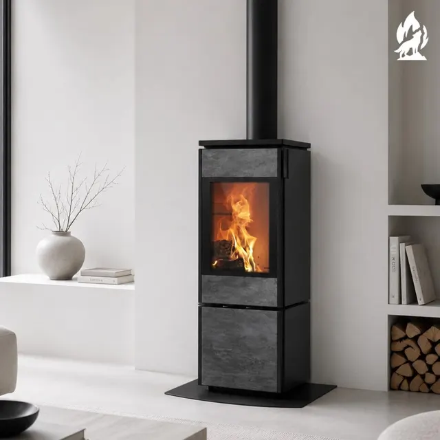 Kominek na drewno Nobis 8/10 Flat 700 w kolorze gres dark