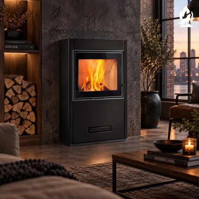 Kominek na drewno Piazzetta Lugano Wood MC 65/60 ceramika czarna