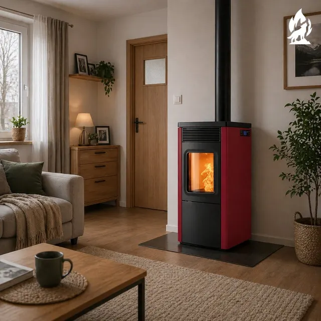 Pellet stove Nobis 6/9 N70 Top/Coax V steel bordo