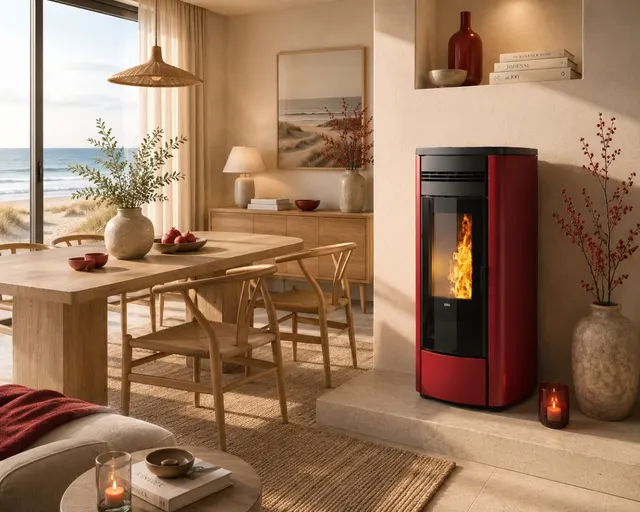 Pellet stove Klover Style 140 steel bordo