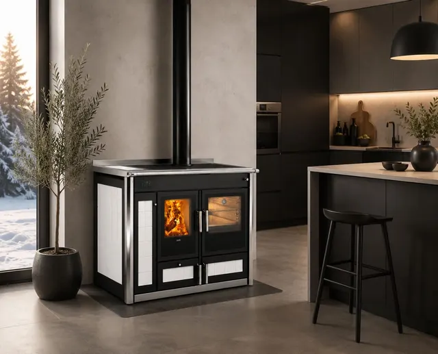 Wood-burning cooker Klover Altea 110 Plus Maiolica avorio
