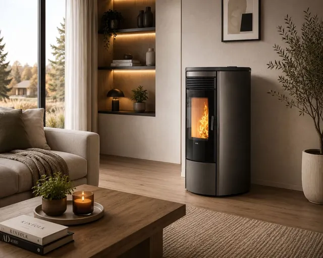 Kominek na pellet Klover Omega 120 Multi-Air stal czarna