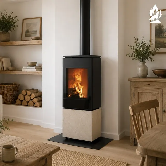 Wood-burning stove Nobis 8/10 Flat 500 gres travertine