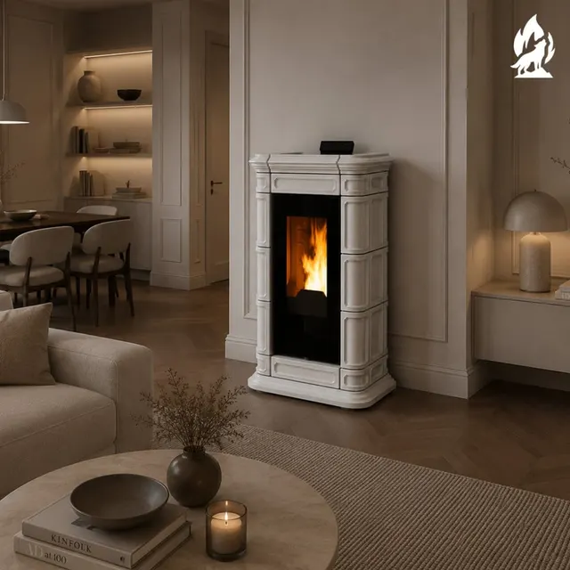 Pellet stove Thermorossi Saint Moritz Supreme Idra Maiolica white