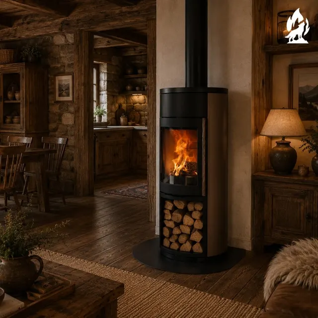 Wood-burning stove Nobis Round 990 steel bronze