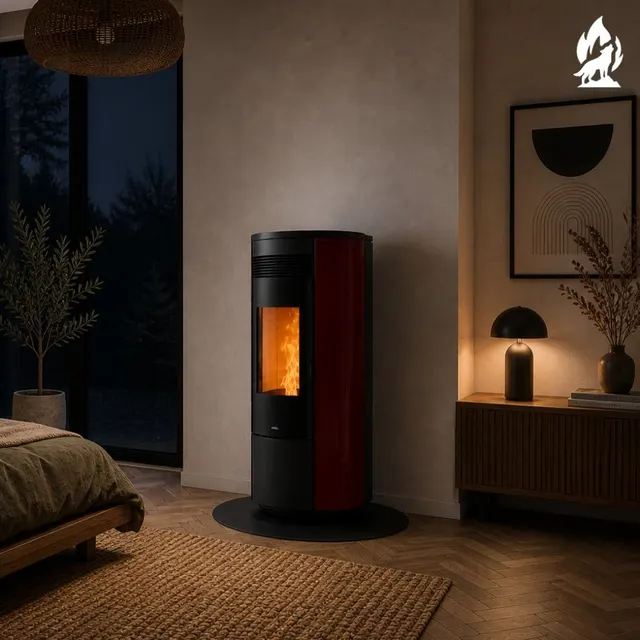 Pellet stove Nobis H14/17 Shape Round steel bordo