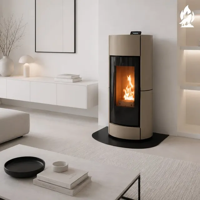Kominek na pellet Thermorossi Chic Natural Plus w ceramice orzechowej