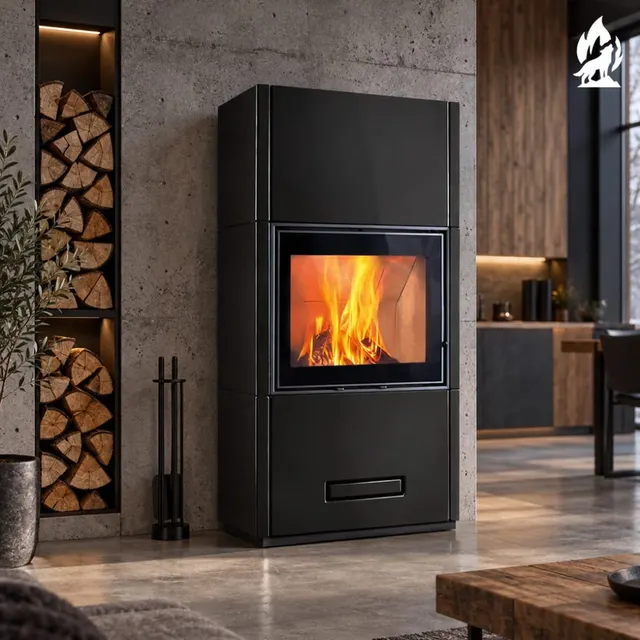 Kominek na drewno Piazzetta Davos Wood MC 65/60 ceramika czarna