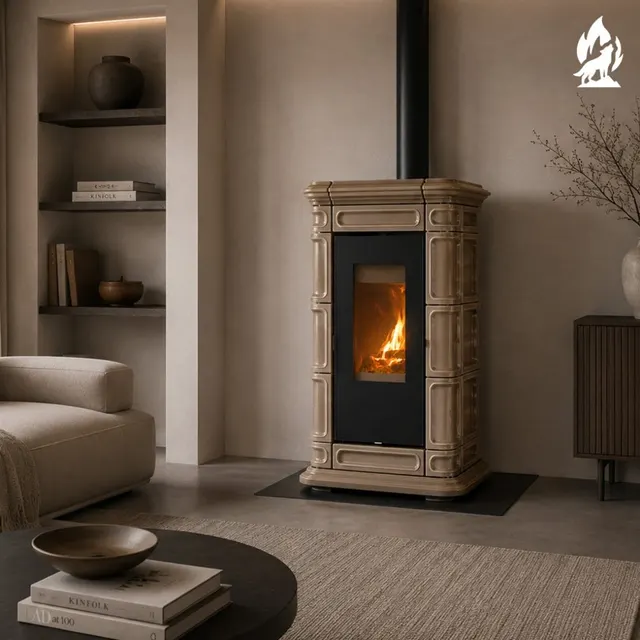 Kominek na drewno Thermorossi Saint Moritz w orzechowej ceramice
