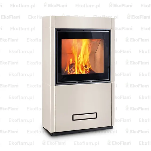 Kominek na drewno Piazzetta Lugano MC 65/60 w białej ceramice
