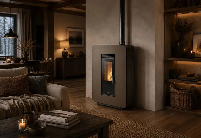 Kominek na pellet Klover Astra Air stal brązowa